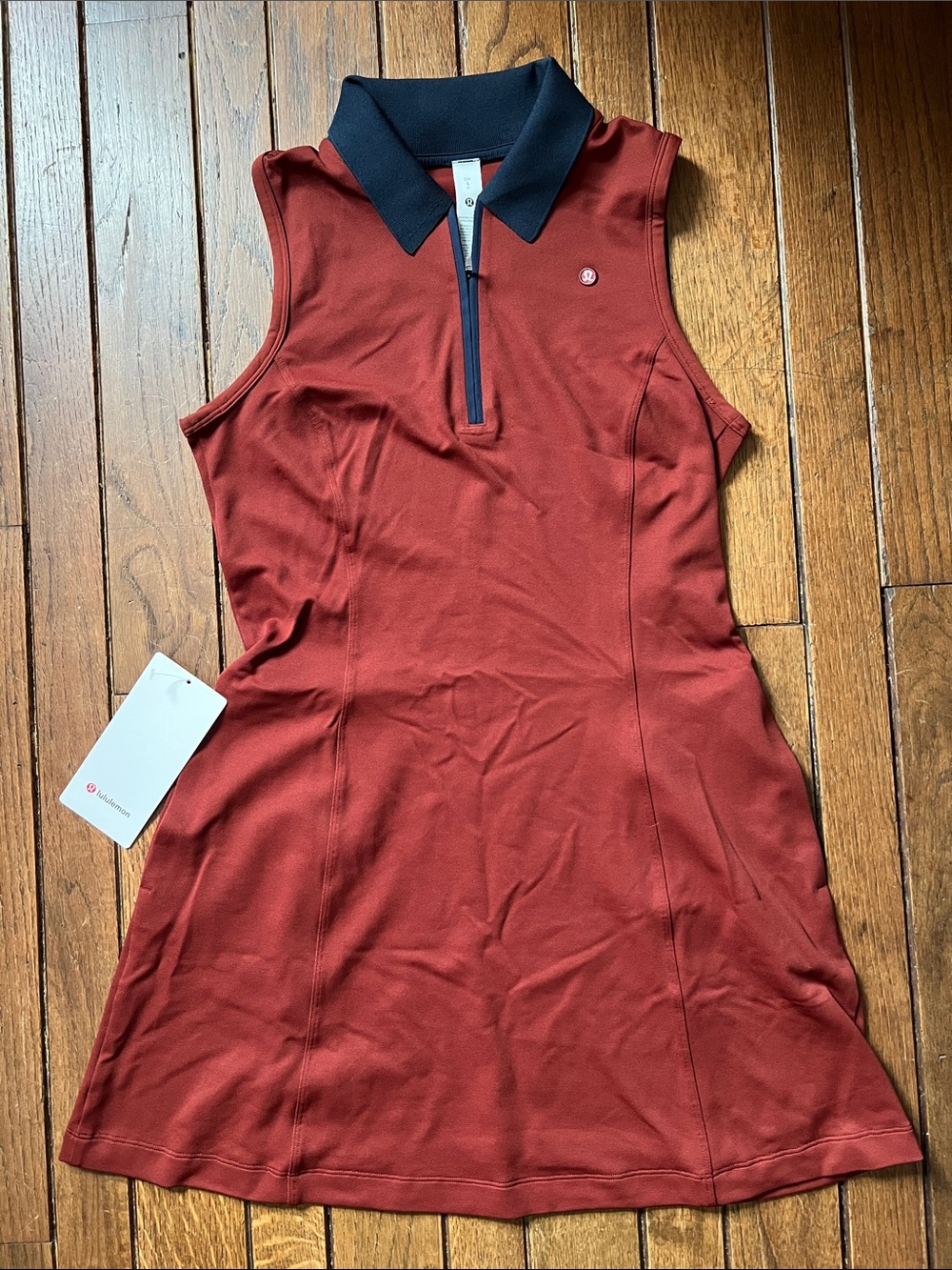 Lululemon Cranberry Red Navy Sleeveless Golf Polo Dress Size Small NWT